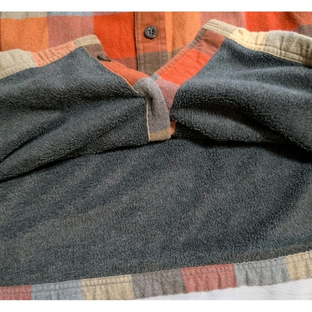 LL Bean Fleece Lined Flannel Shirt Jacket Mens M Plaid Chamois - Picture 6 of 7